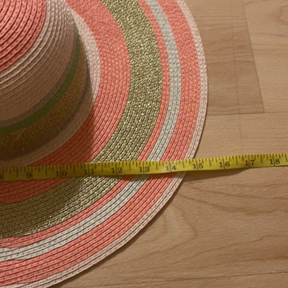 Vintage colorful gold,pink,peach and green Sun Hat - Picture 7 of 10